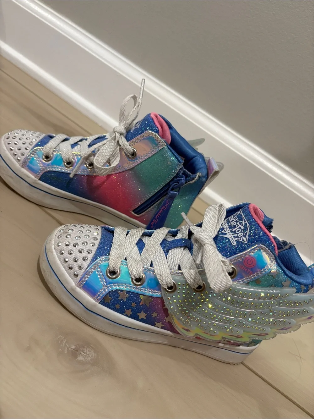 Skechers Kids High-Top Sneakers - Blue, Pink, Teal, Silver - Picture 3 of 8